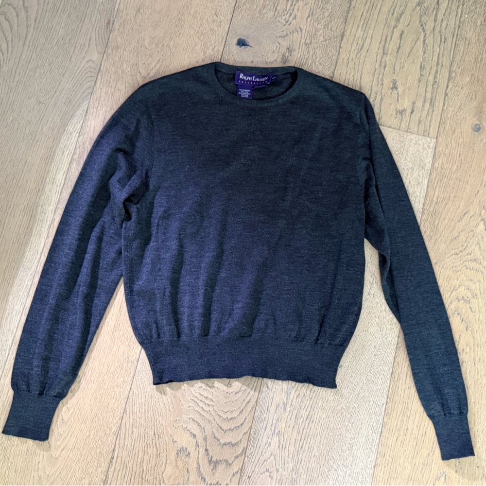 AS IS Ralph Lauren Collection purple label gray long sleeve cashmere silk top - Picture 9 of 10